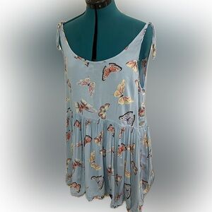 Kimchi Blue Butterfly Print Blouse in Soft Blue